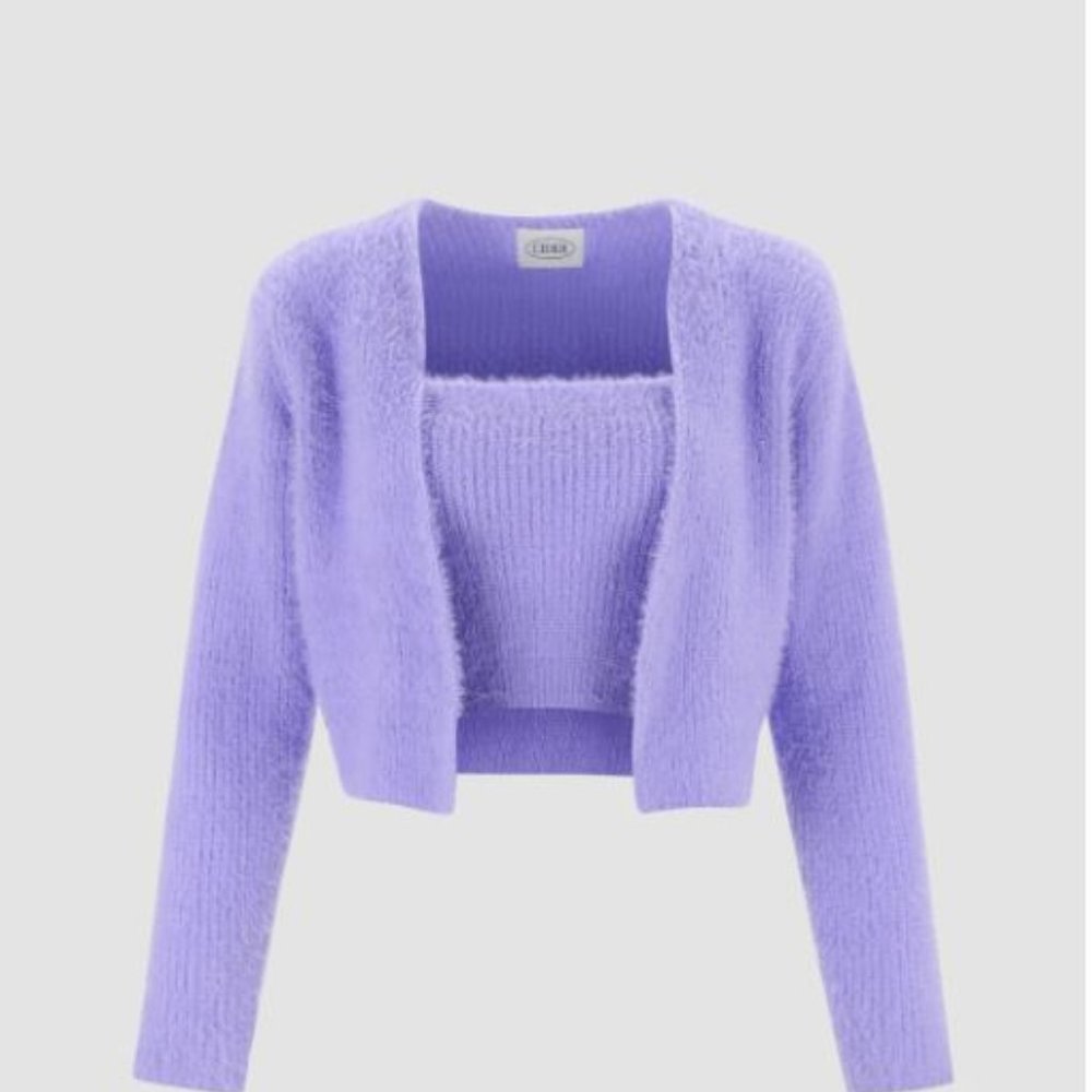 Fuzzy Soft Cardigan with Cami